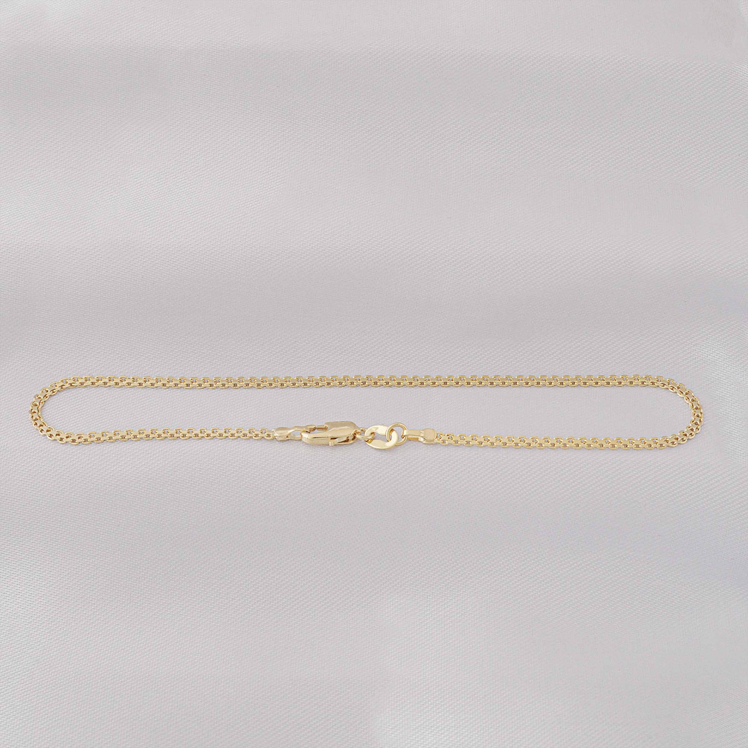 Tobillera Tejido Chino 2 mm 25 cm en Oro Laminado