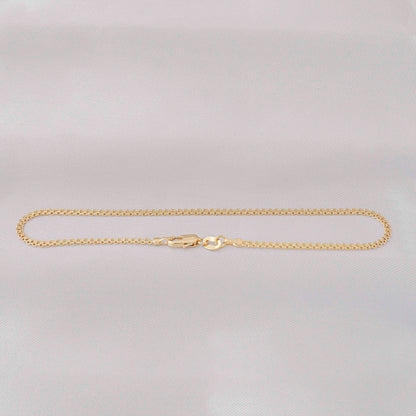 Tobillera Tejido Chino 2 mm 25 cm en Oro Laminado