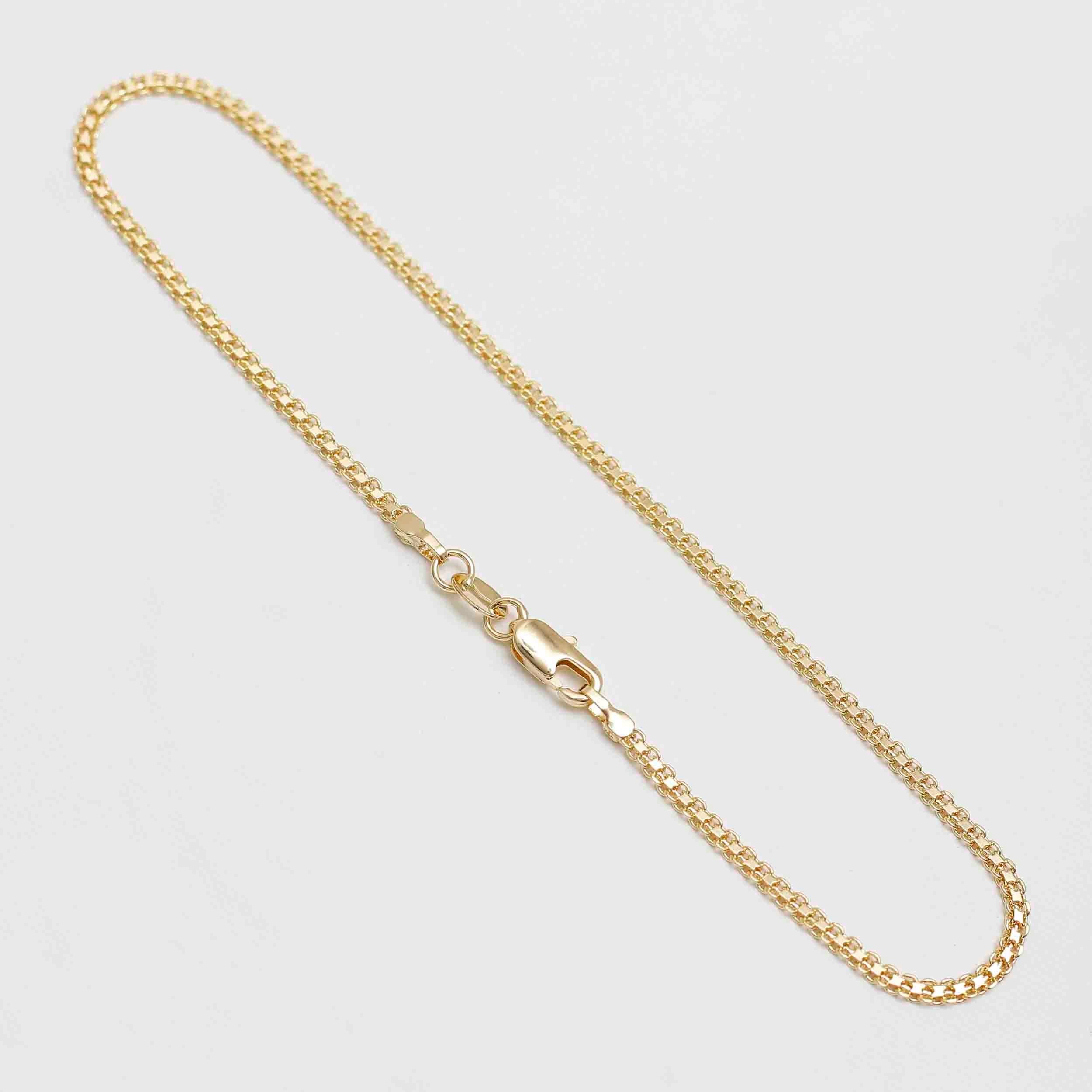 Tobillera Tejido Chino 2 mm 25 cm en Oro Laminado