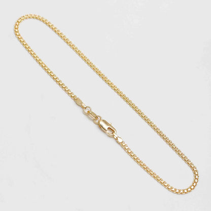 Tobillera Tejido Chino 2 mm 25 cm en Oro Laminado