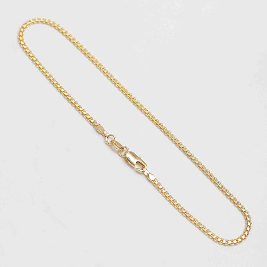 Tobillera Tejido Chino 2 mm 25 cm en Oro Laminado
