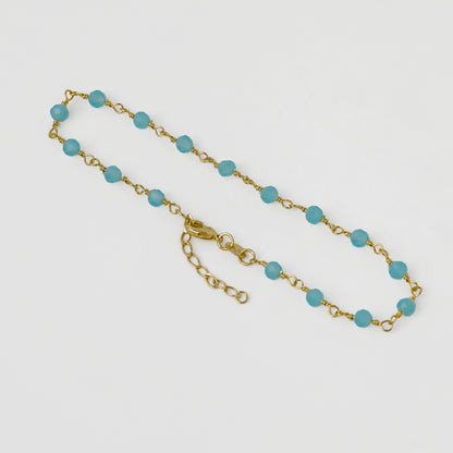 Tobillera Blue Dream en Oro Laminado – 23 cm + Extensor