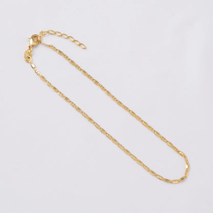 Tobillera Escalera y Plana en Oro Laminado – 23 cm + Extensor