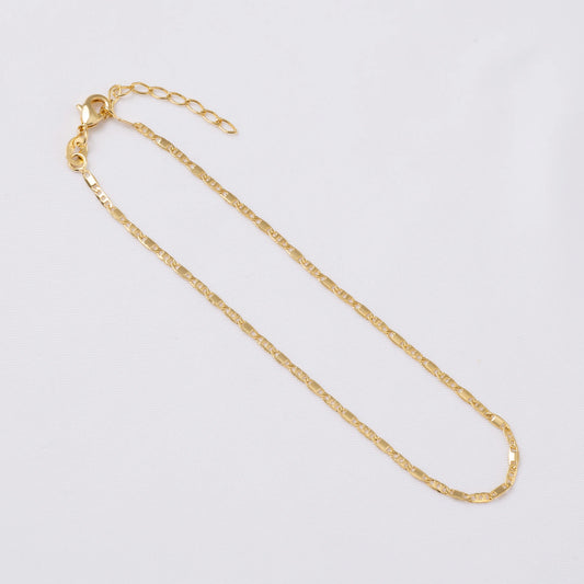 Tobillera Escalera y Plana en Oro Laminado – 23 cm + Extensor