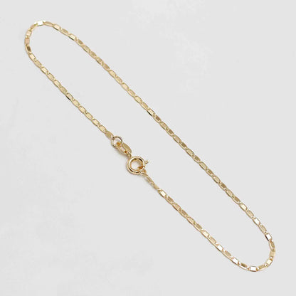 Tobillera Escalera Delgada Plana Lisa en Oro Laminado – 24.5 cm