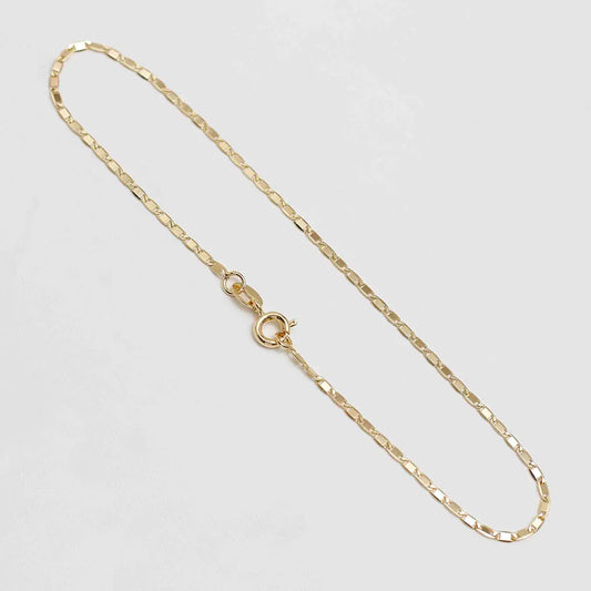 Tobillera Escalera Delgada Plana Lisa en Oro Laminado – 24.5 cm