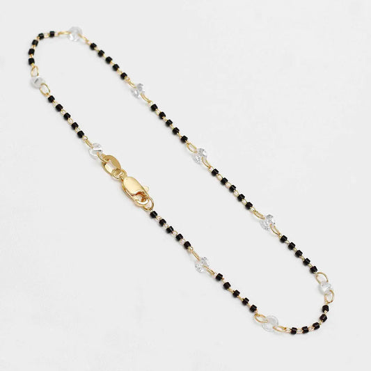 Tobillera de Circonia Bicolor en Oro Laminado – 24.5 cm