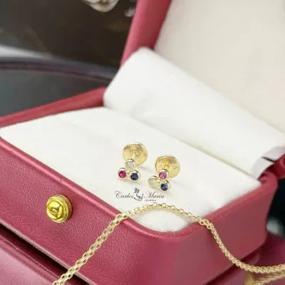 Topos CON CIRCONES TRICOLOR en Oro de 18k