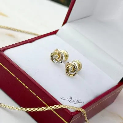 Topos en 3 Oros con Circón Blanco en Oro 18K