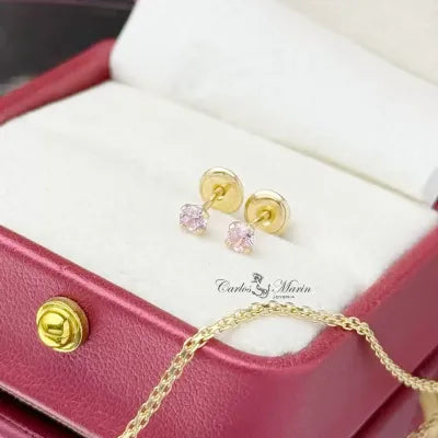 Topos CON CIRCON ROSA en Oro de 18k