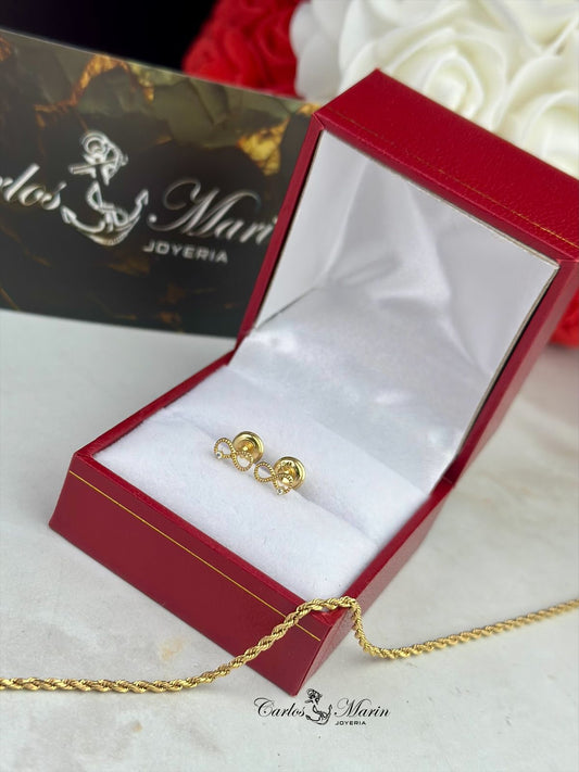 Topos Infinito con Circonia Lateral en Oro 18K