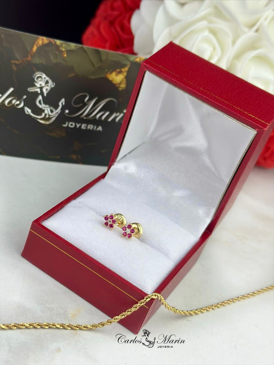 Topos Flor 5 Circones en Oro 18K
