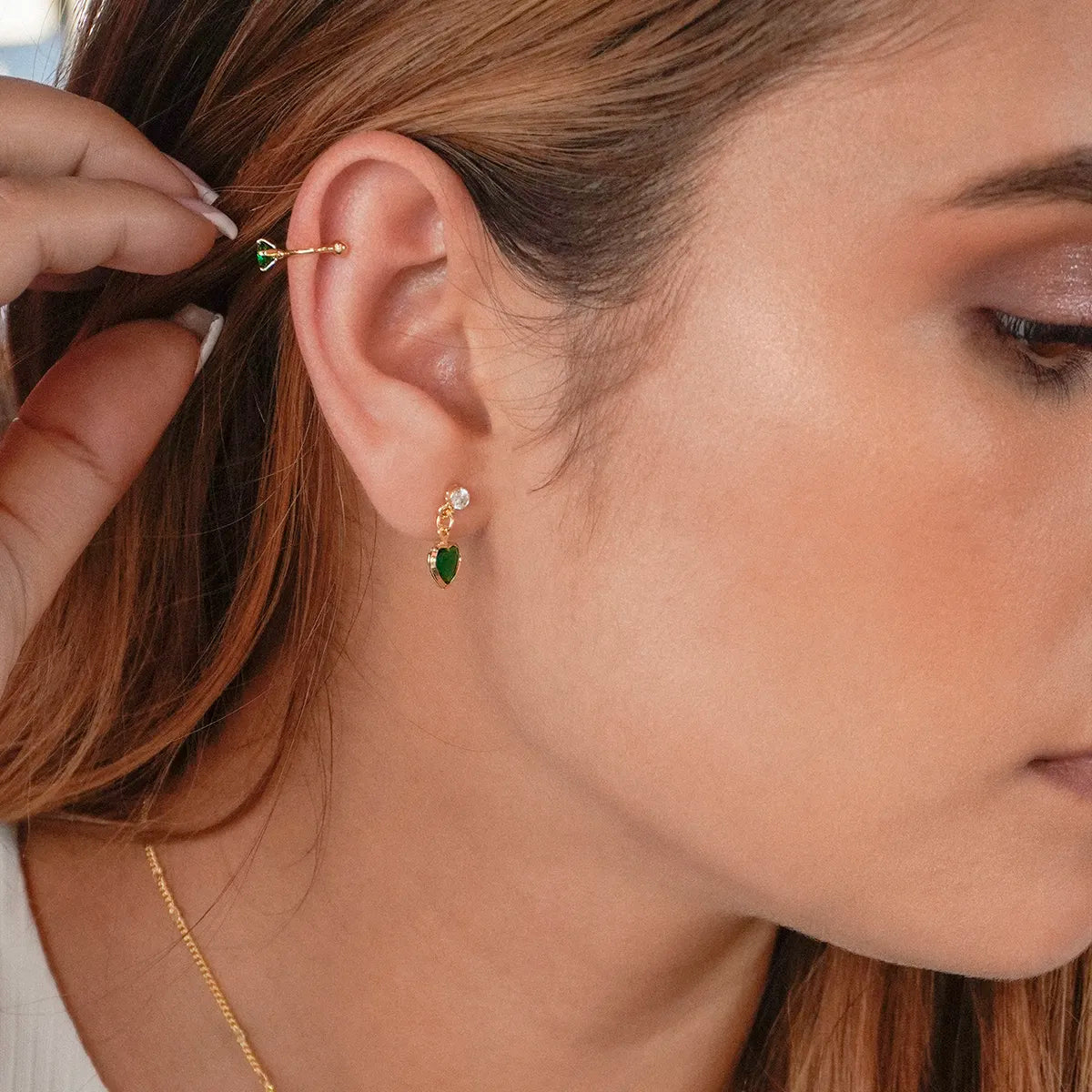 Piercing Fake 1.4 cm Verde Oro Laminado