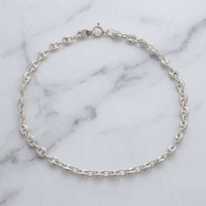Tobillera Tejido Marinero 4.5 mm 24 cm en Plata