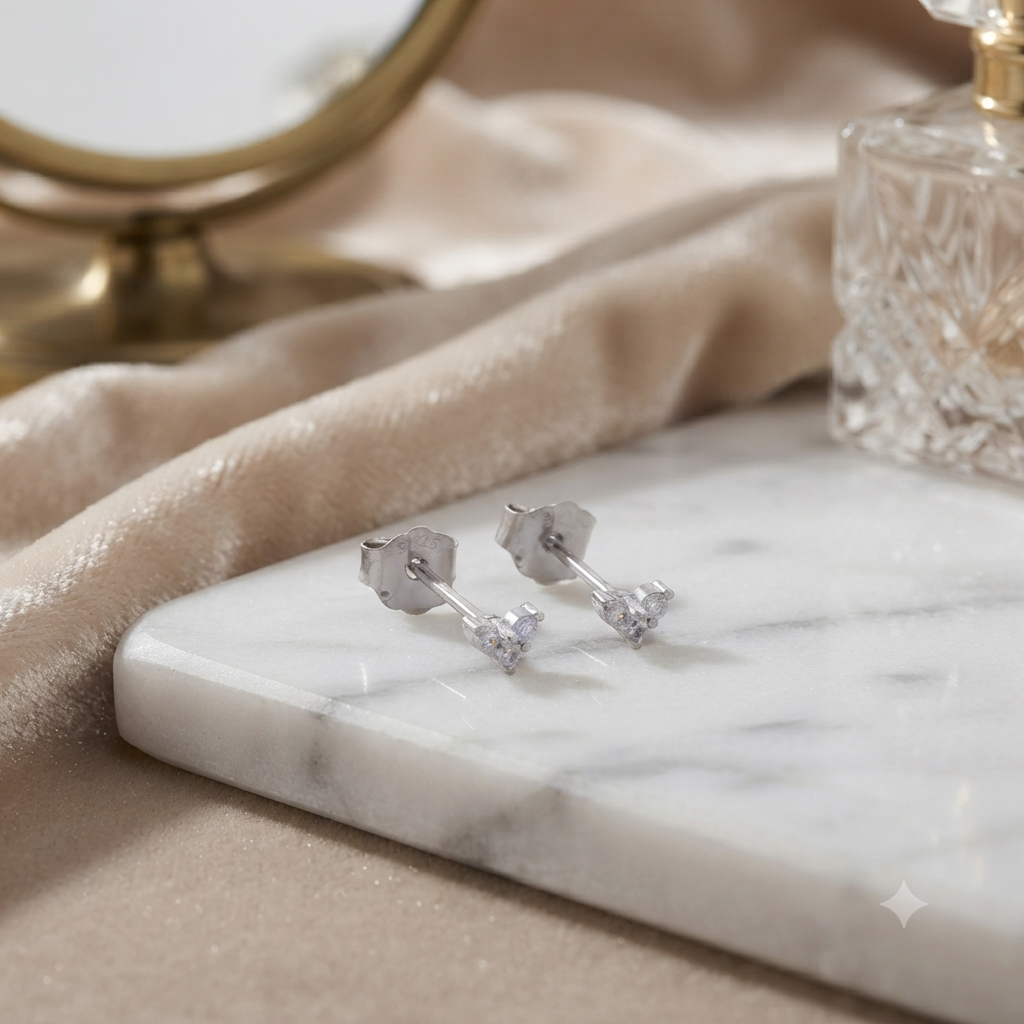 Topos Heart 2 x 3 mm en Plata