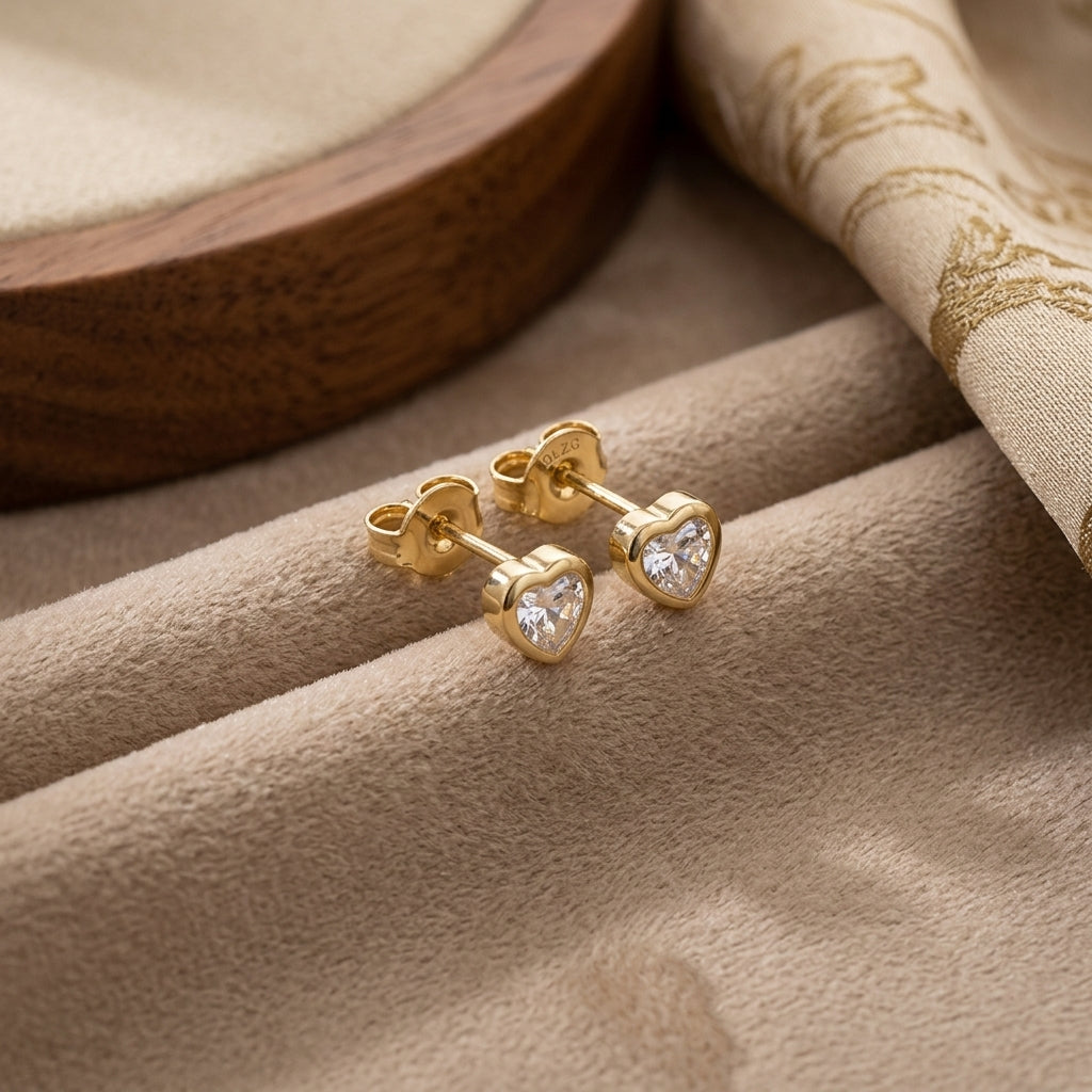 Topos Corazón Mini en Oro Laminado