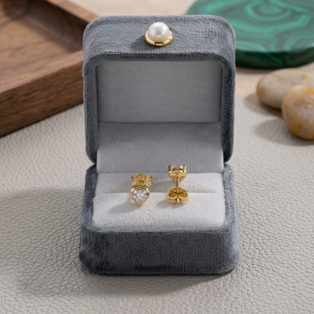 Topos Corazón Mini en Oro Laminado