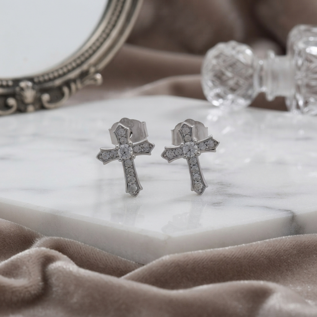 Topos Cruz Destello 8.8 mm en Plata