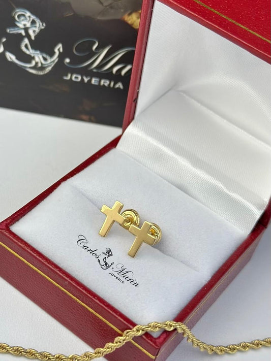 Topos Cruz Lisa en Oro 18K