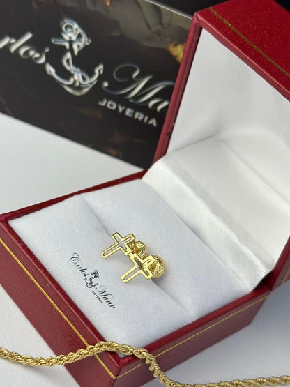Topos Cruz Silueta en Oro 18K
