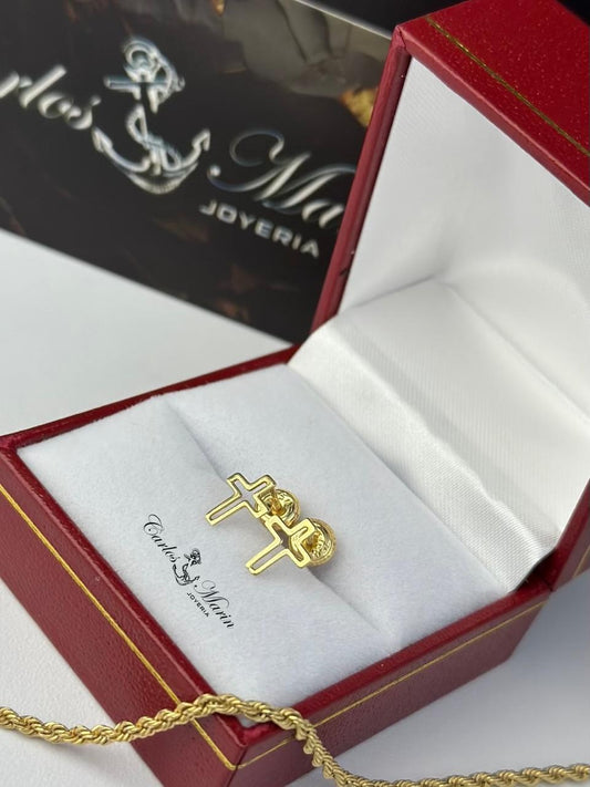 Topos Cruz Silueta en Oro 18K