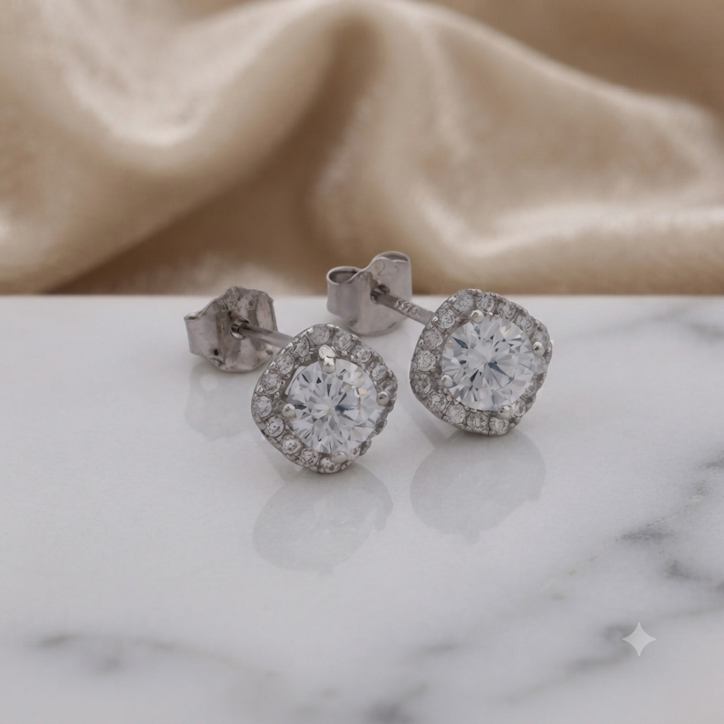 Topos Crystal Halo 6,5 mm en Plata
