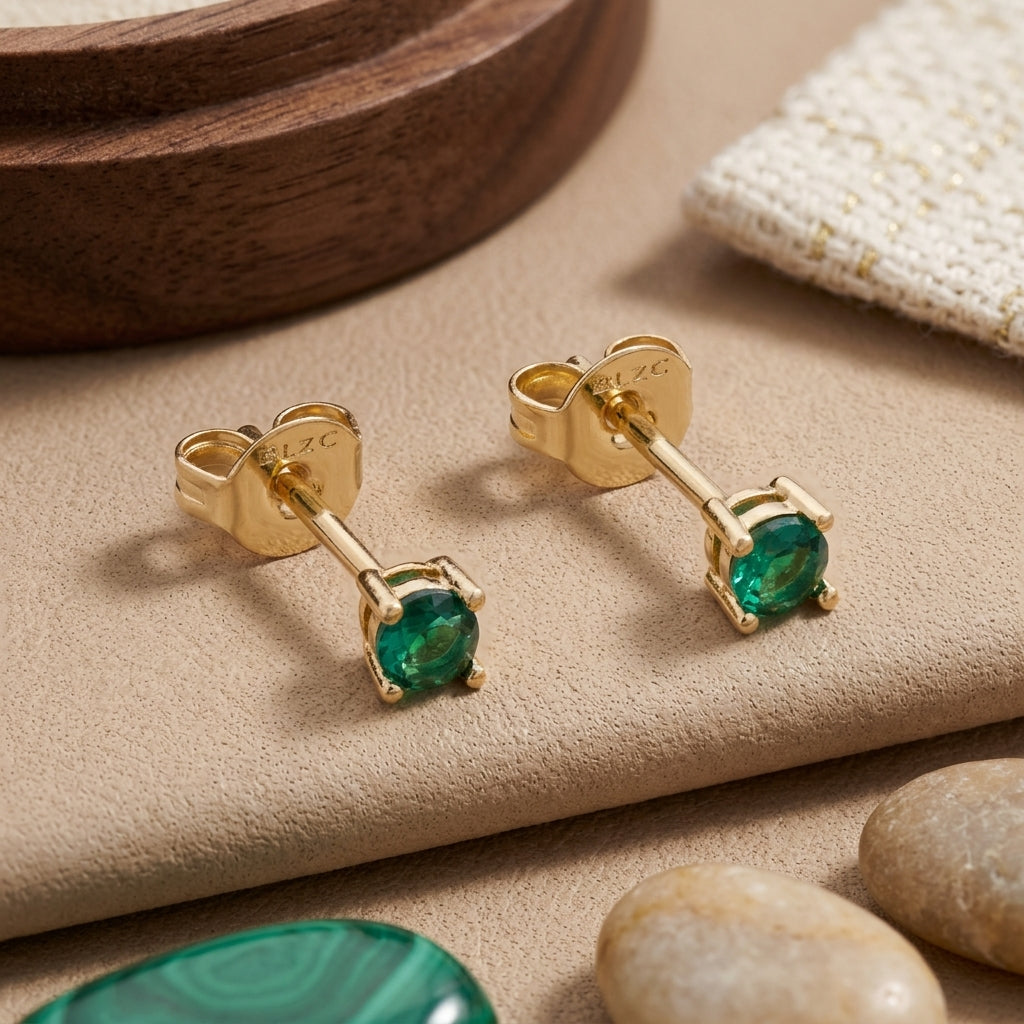 Topos Piedra Verde 3 mm en Oro Laminado