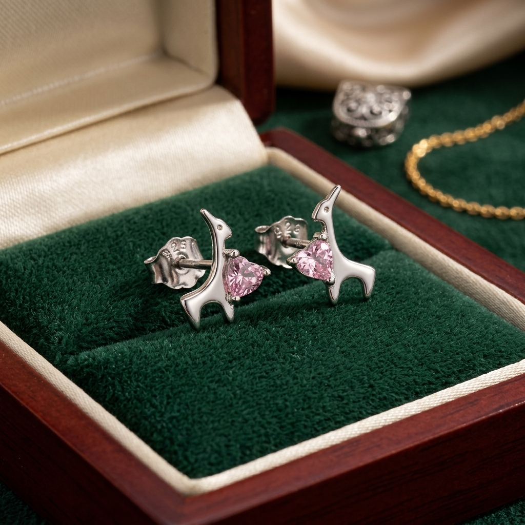 Topos Pink Deer 9,5 mm en Plata