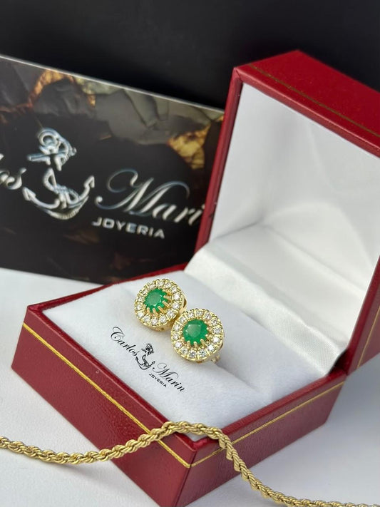 Topos Ponqué con Esmeralda y Moissanita en Oro 18K
