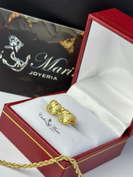 Topos Trébol Diamantados en Oro 18K