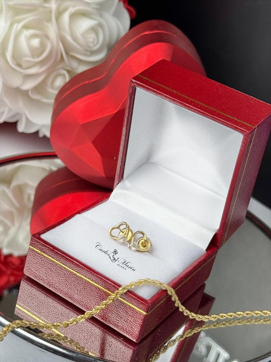 Topos corazón silueta con circón en oro 18K elegantes