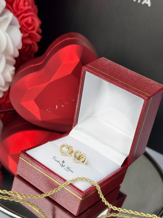 Topos corazón silueta en circones oro 18K elegantes