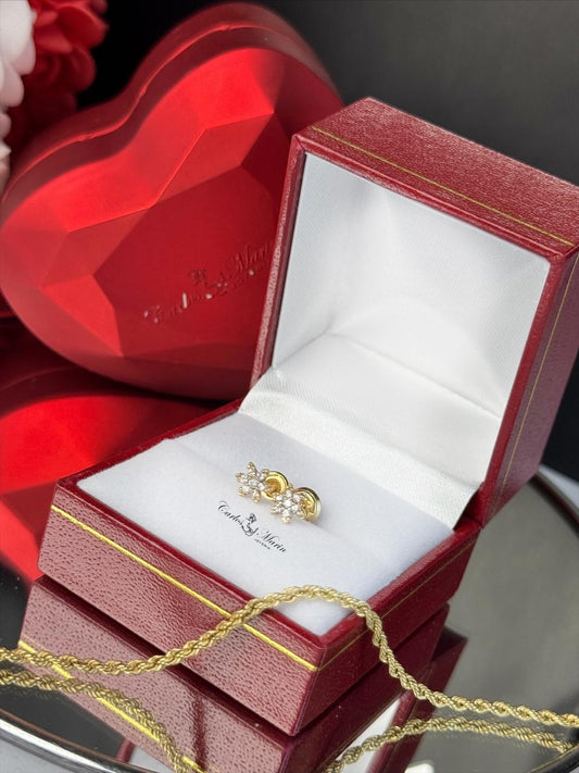 Topos flor 5 circones en oro 18K elegantes