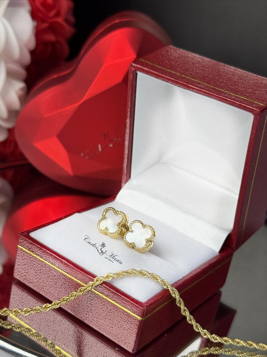 Topos trébol tornasol en oro 18K elegantes
