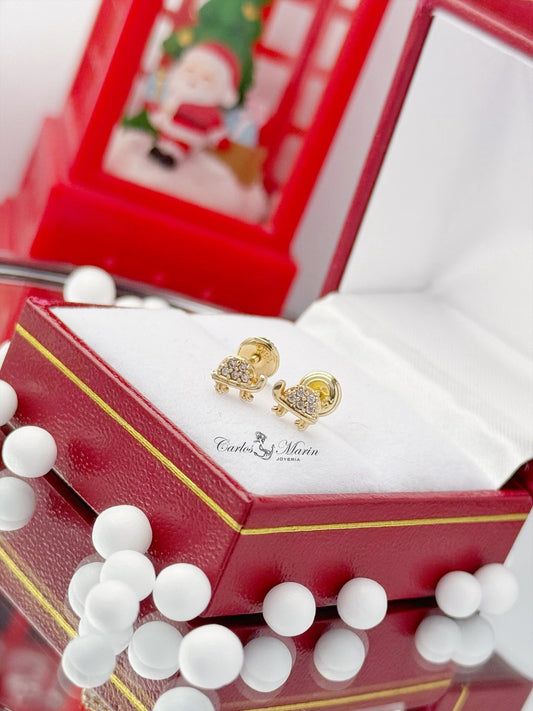 Topos Tortugas con Circones Blancos en Oro 18K