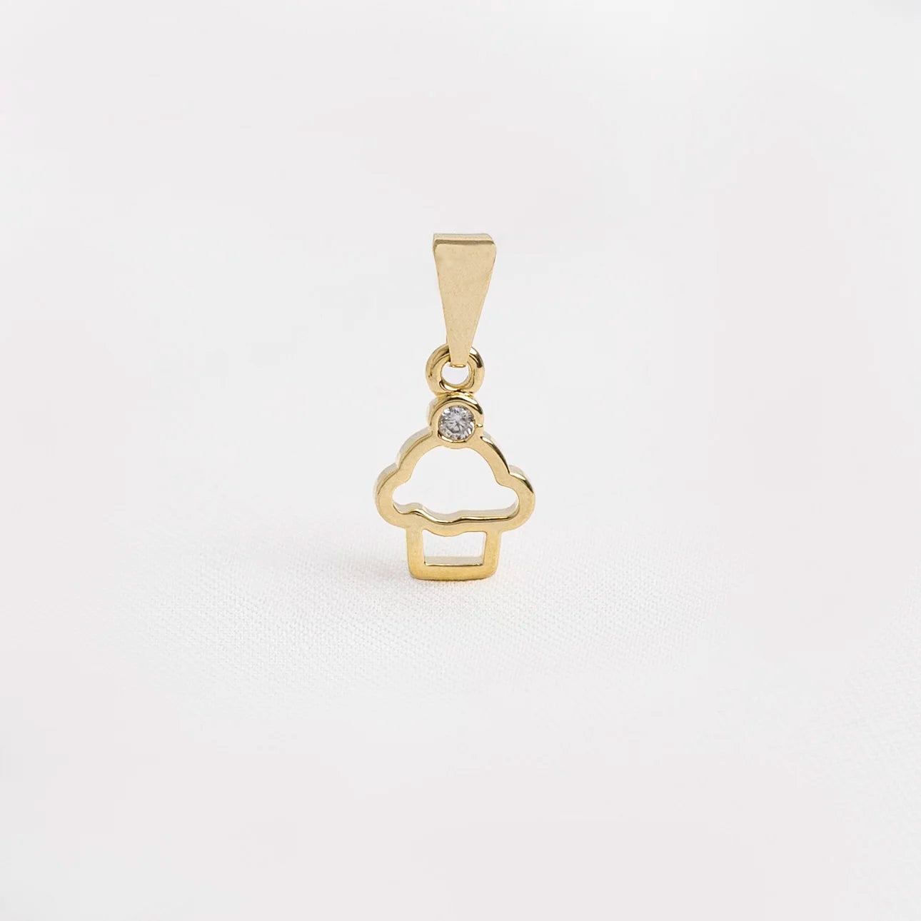Dije Cupcake Cristal en Oro Laminado