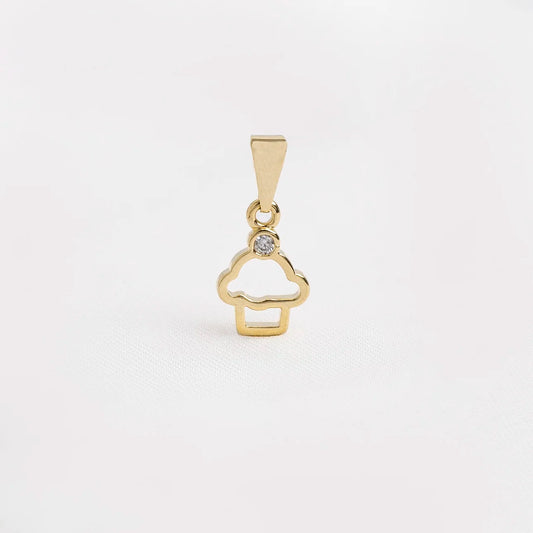 Dije Cupcake Cristal en Oro Laminado