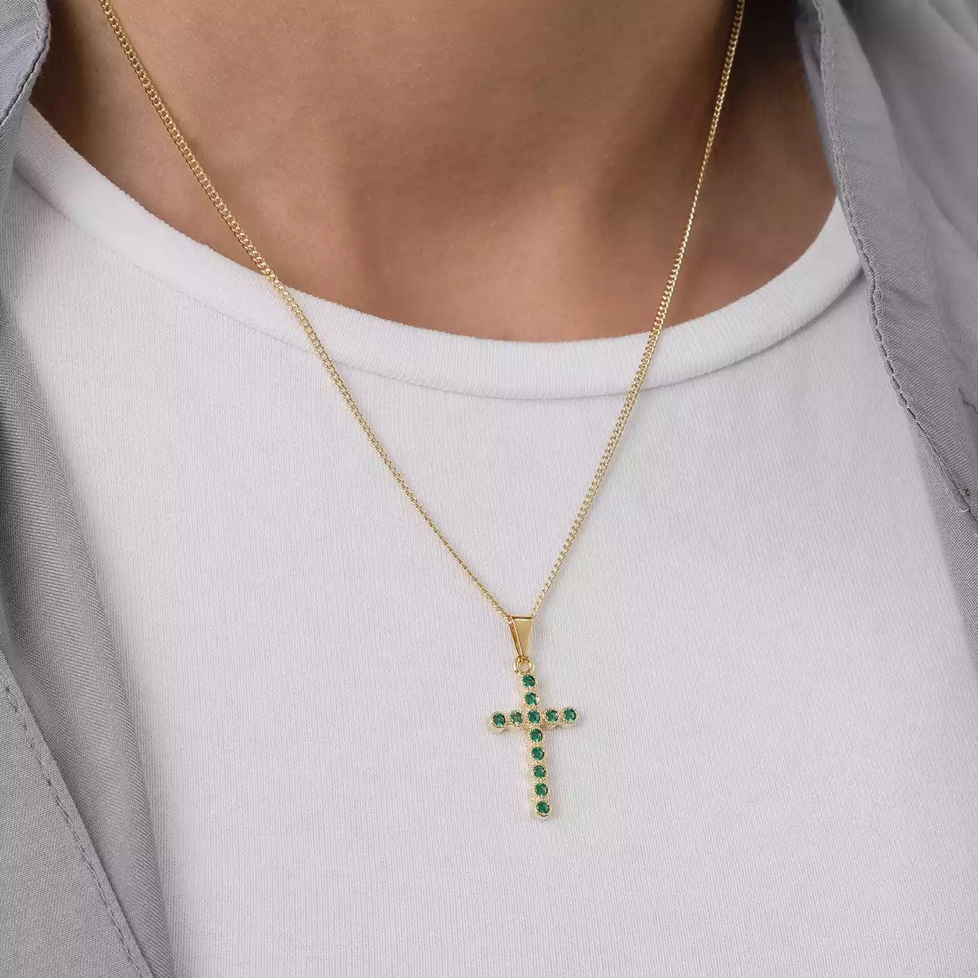 Dije Cruz Verde en Oro Laminado
