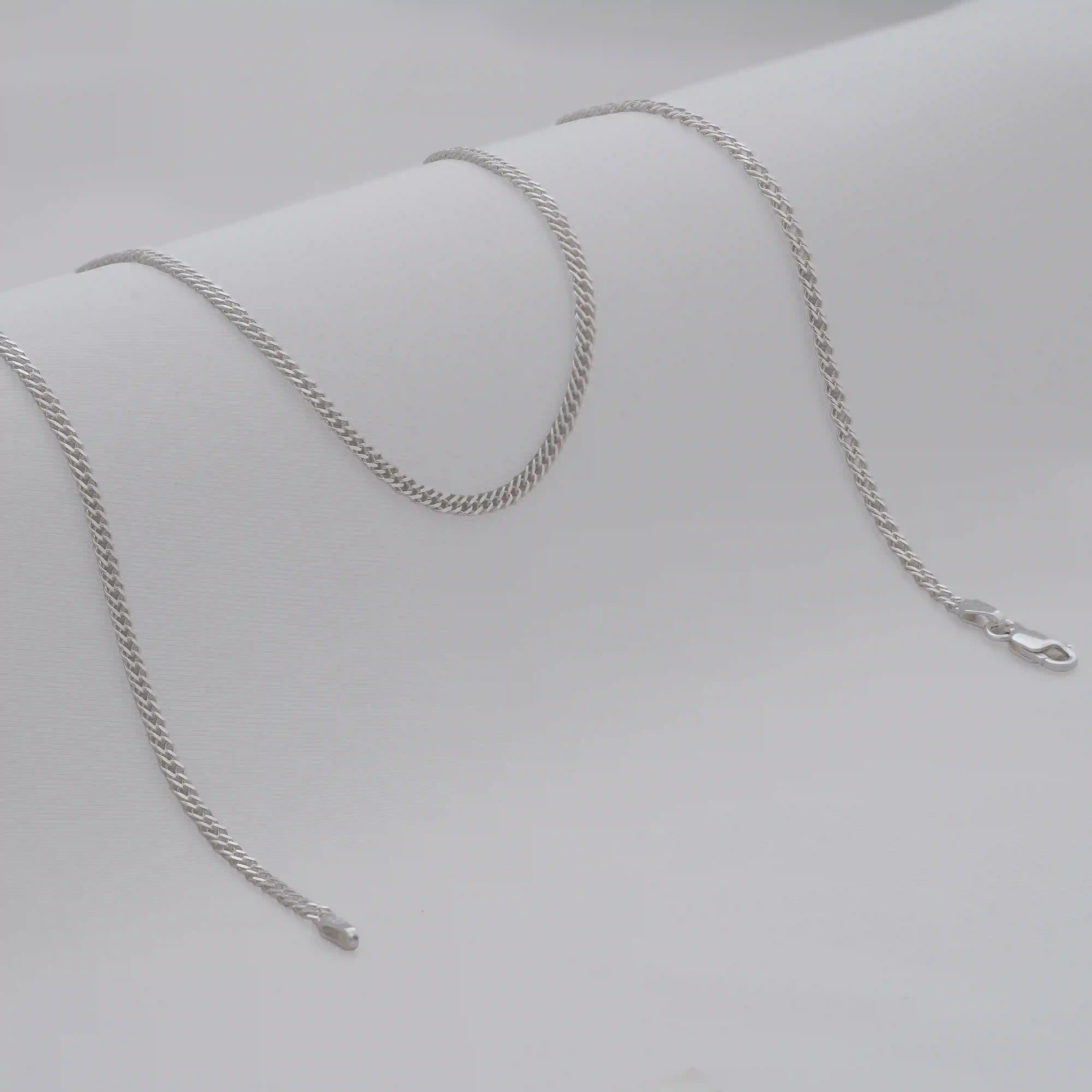 Cadena Cubana Cruzada de 2.4 mm y 45 cm en Plata