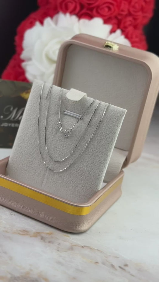 Cadena tejido veneciana 45 cm en oro blanco 18K