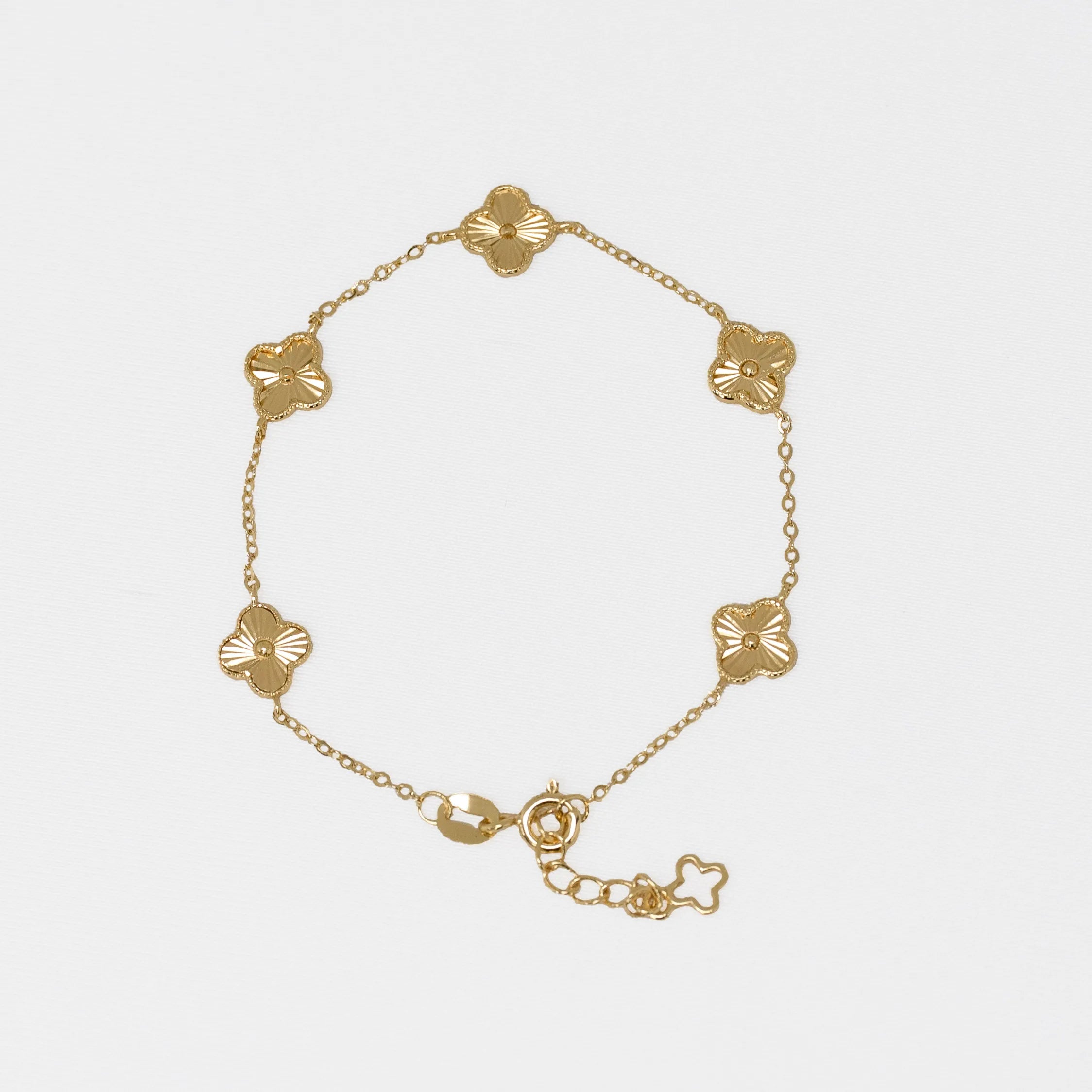Pulsera Mini Clover 0.7 mm 15 cm + Extensor en Oro Laminado