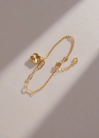Pulsera Cubana Clover 1.1 cm 15 cm + Extensor en Oro Laminado