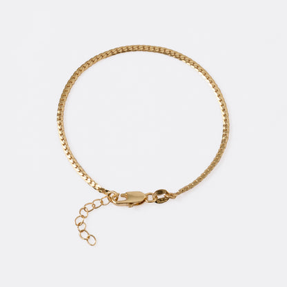 Pulsera Serpiente Plana Finita 15 cm + Extensor en Oro Laminado