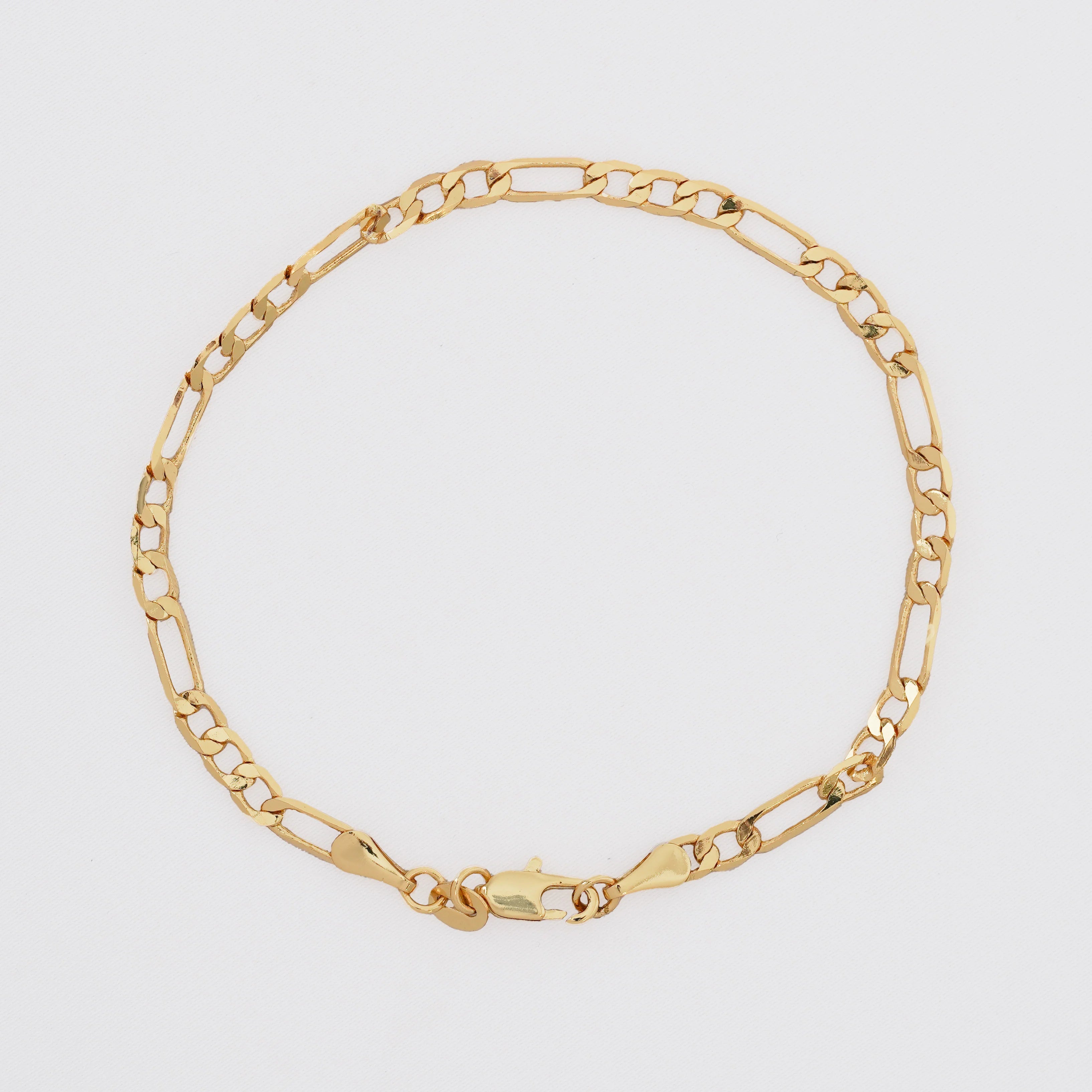 Pulsera 3 x 1 Diamantada 20 cm 3.5 mm en Oro Laminado