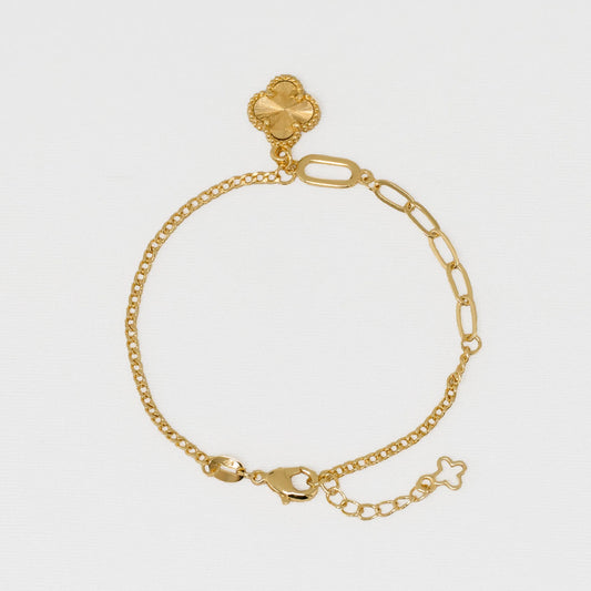 Pulsera Cubana Clover 1.1 cm 15 cm + Extensor en Oro Laminado