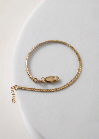 Pulsera Serpiente Plana Finita 15 cm + Extensor en Oro Laminado