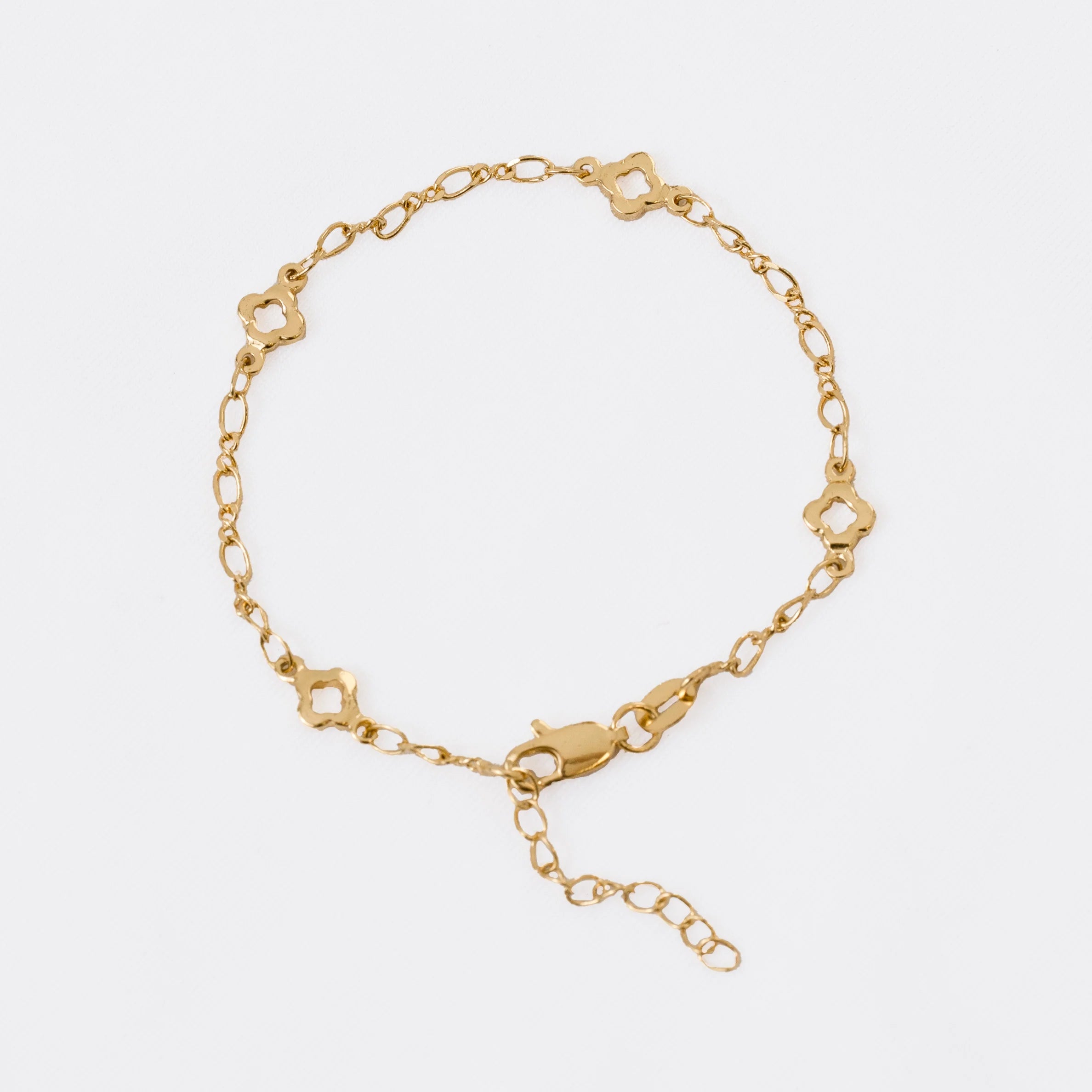 Pulsera Clover Silueta + Extensor en Oro Laminado