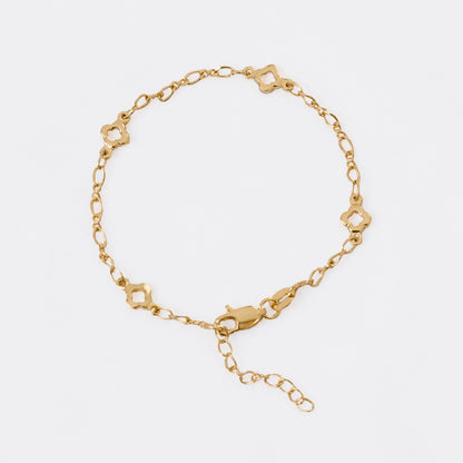 Pulsera Clover Silueta + Extensor en Oro Laminado
