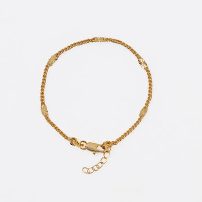 Pulsera Cubana con Destellos 16 cm + Extensor en Oro Laminado