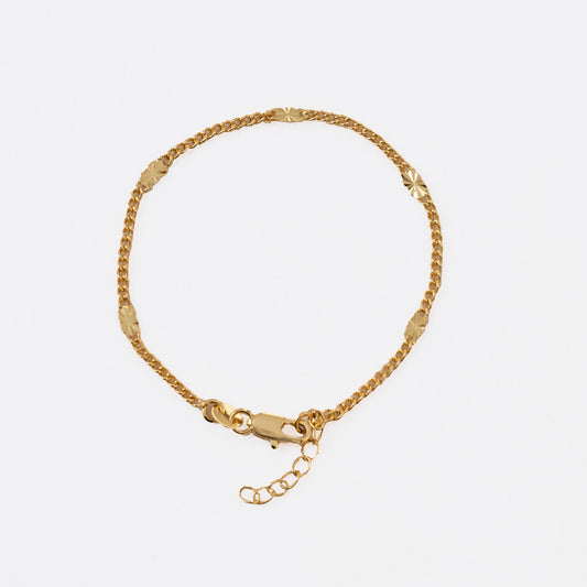 Pulsera Cubana con Destellos 16 cm + Extensor en Oro Laminado